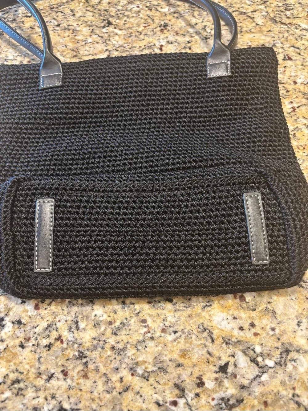 The Sak Black Woven Tote with Leather Handles